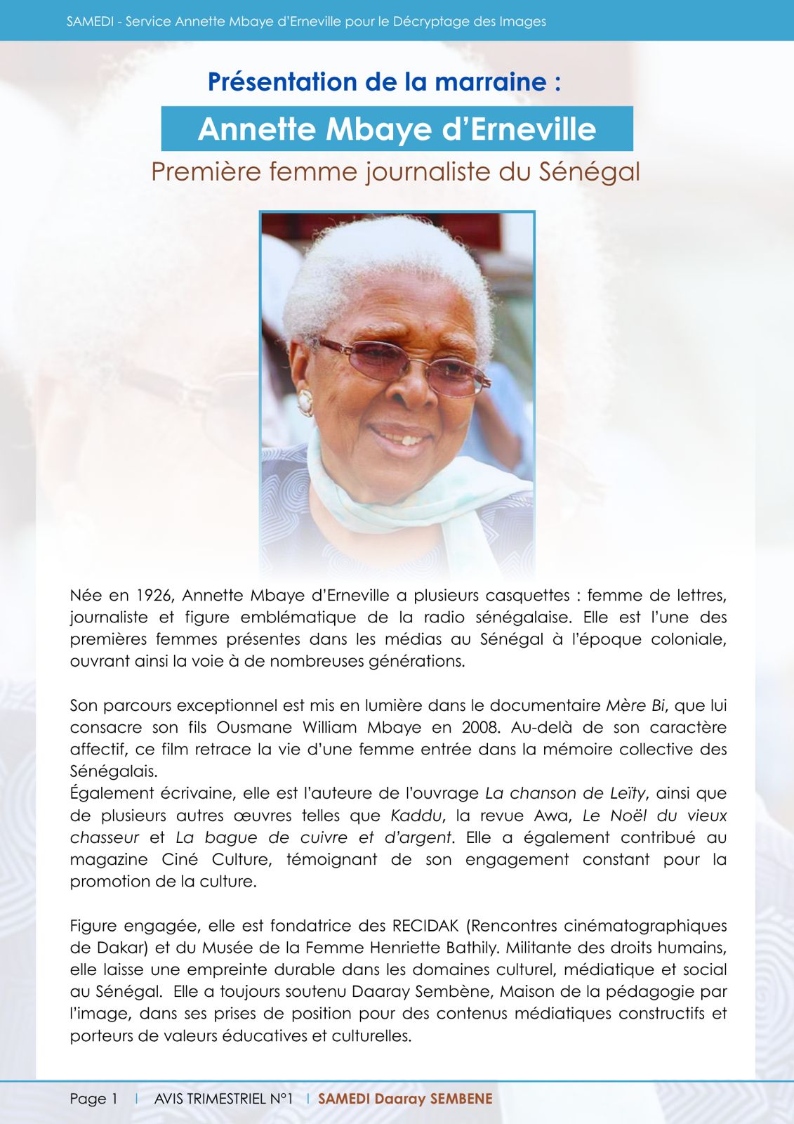 Magazine SAMEDI page 1