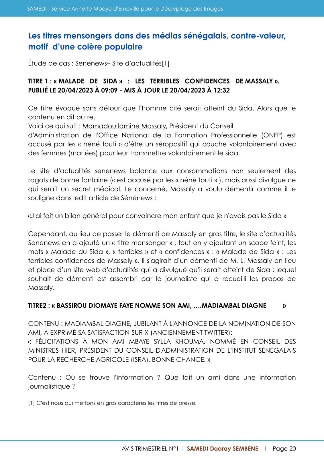 Magazine SAMEDI page 20